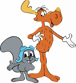 A Cartoon Of A Moose And A Squirrel