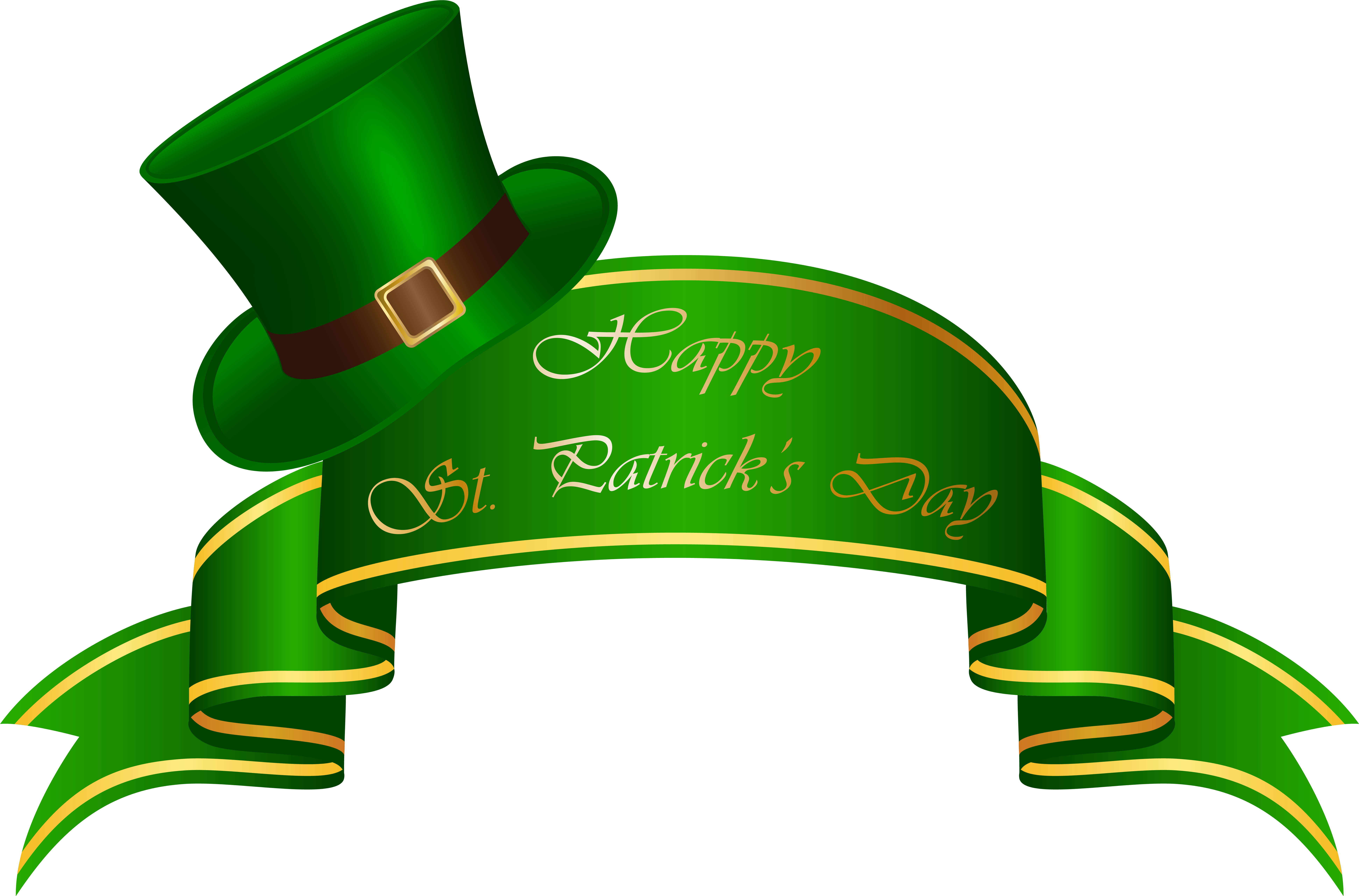 A Green Banner With A Hat And A Ribbon