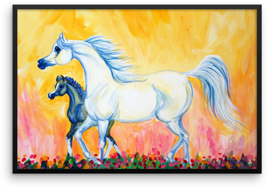 A Painting Of Horses Running