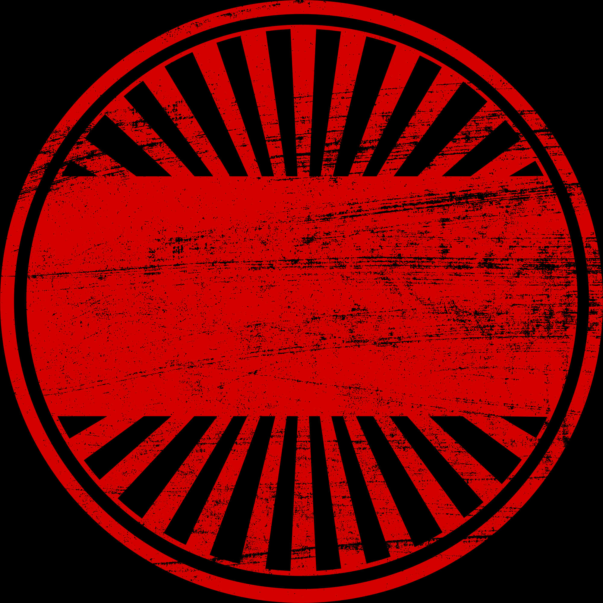 A Red And Black Circle With Black Stripes
