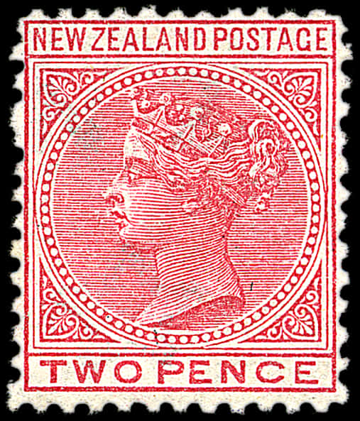 A Red Stamp With A Profile Of A Woman