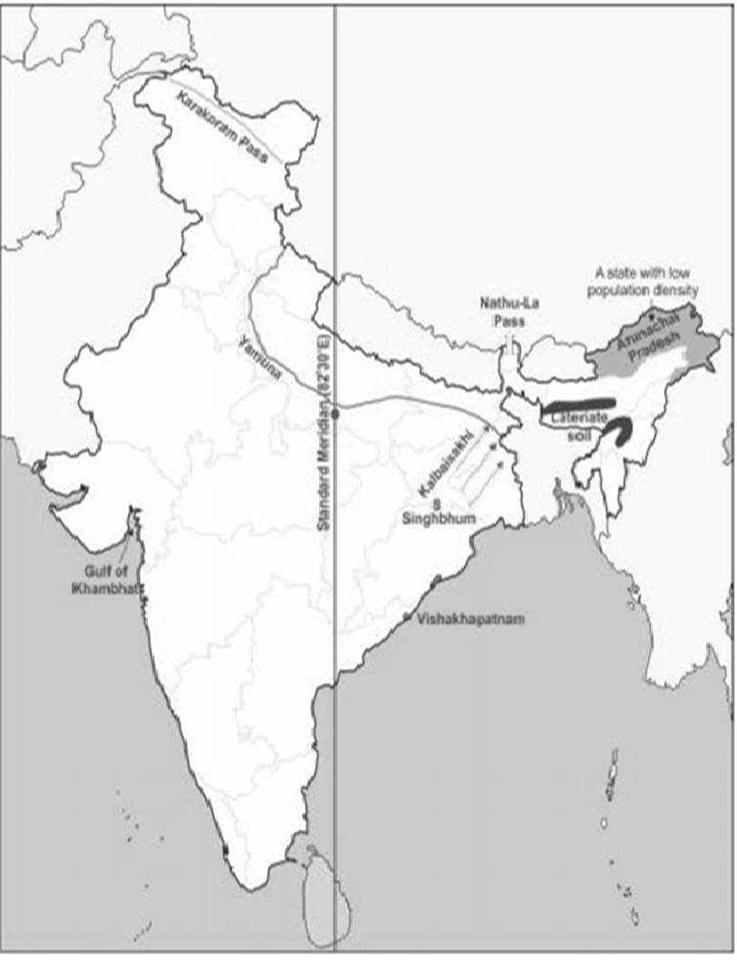 A Map Of India With Black And White Text
