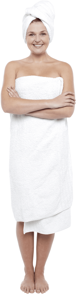 Standing-women - Woman Towel After Shower, Hd Png Download