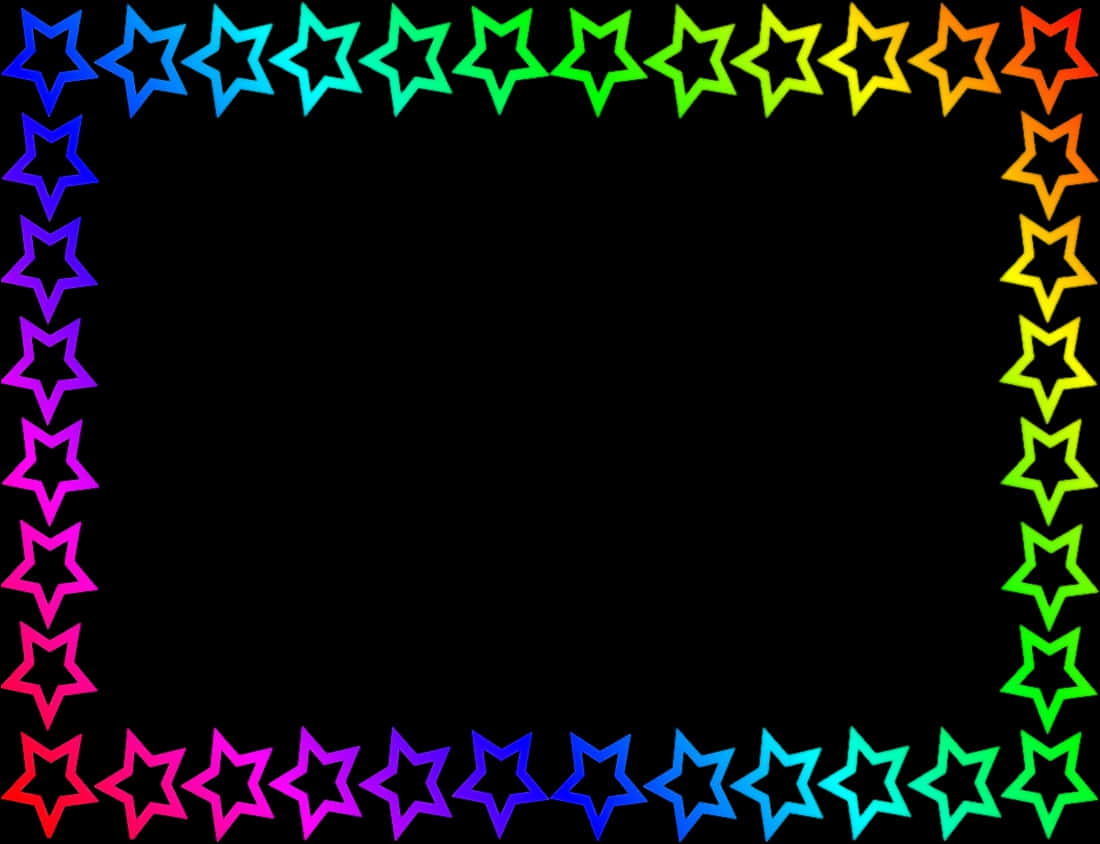 A Rainbow Colored Stars On A Black Background