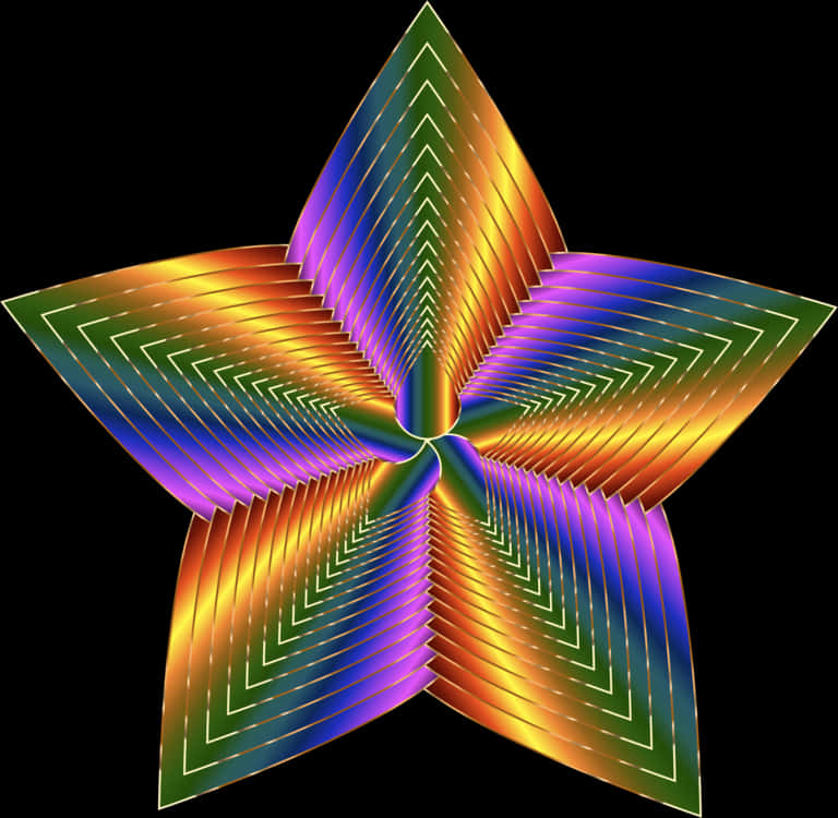 A Colorful Star With White Lines
