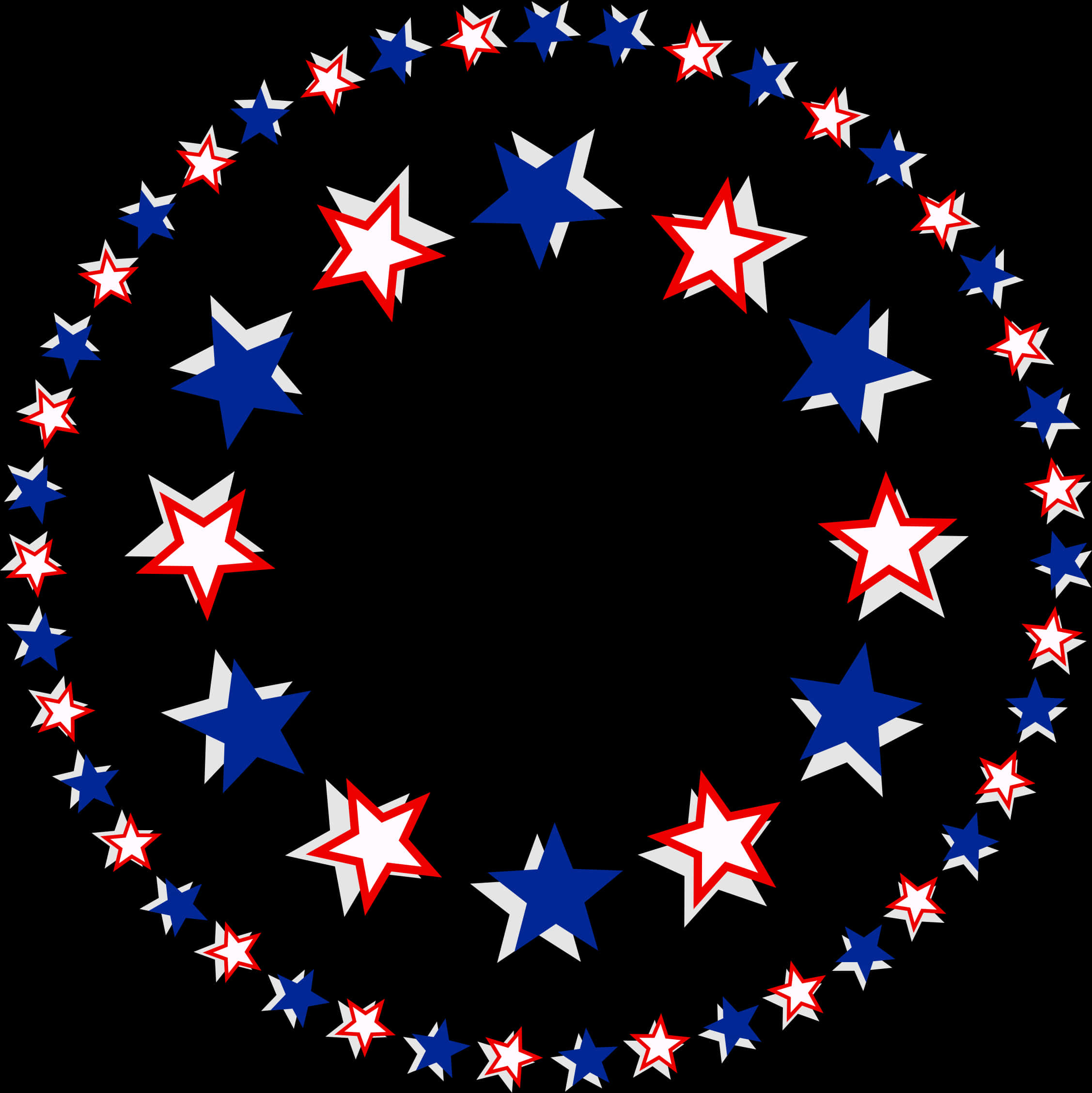 A Circle Of Stars In Red White And Blue