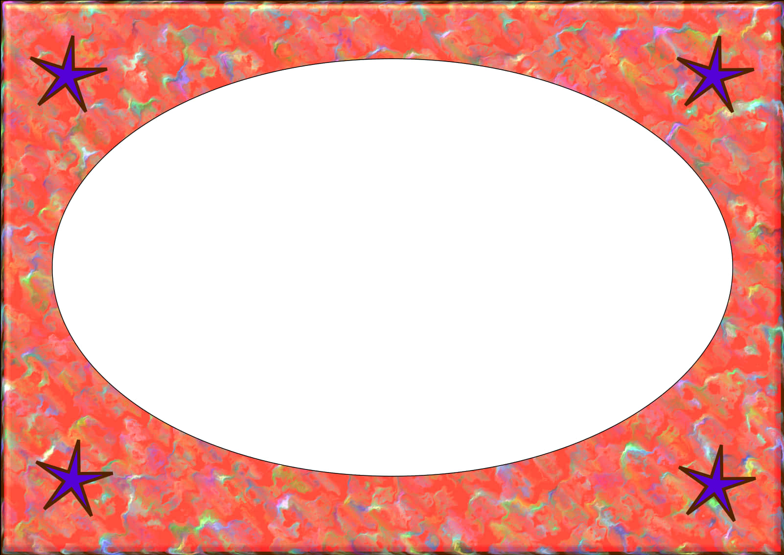 A Red And Blue Frame With A White Oval