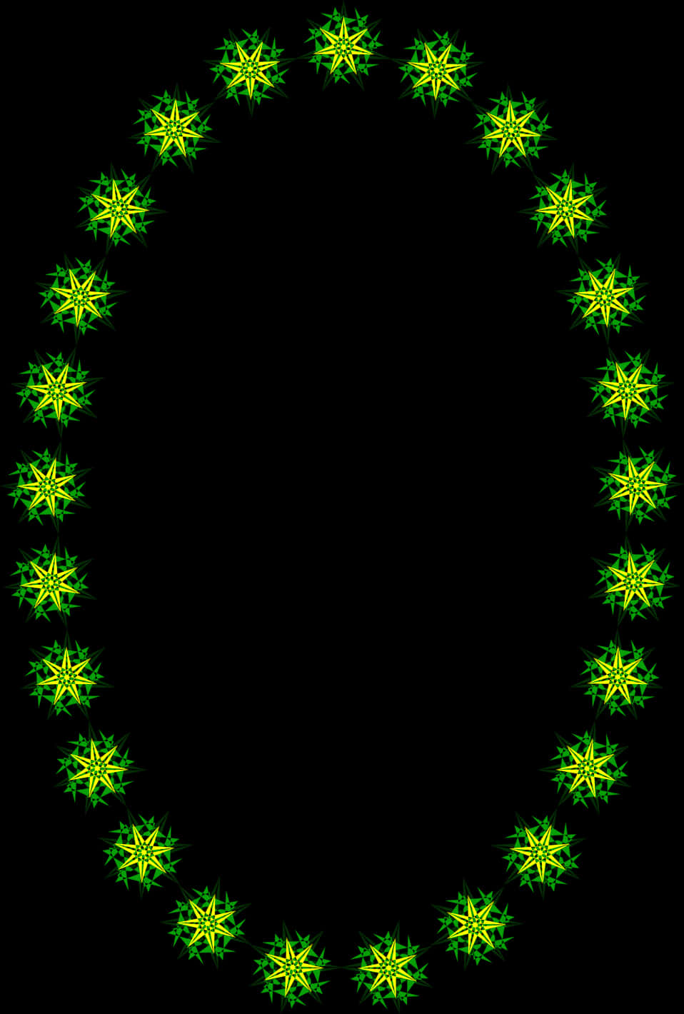 A Green And Yellow Star Shaped Frame