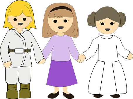A Group Of Cartoon Girls Holding Hands