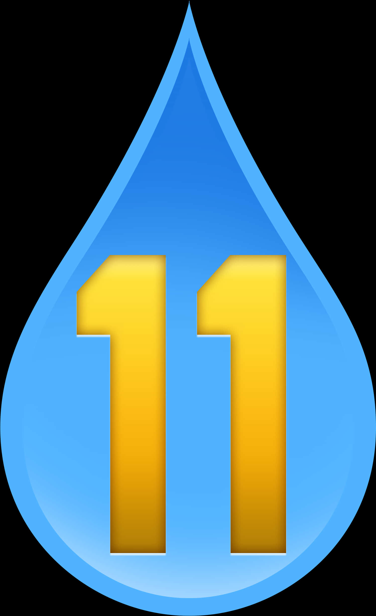 A Blue Drop Of Water With Yellow Numbers