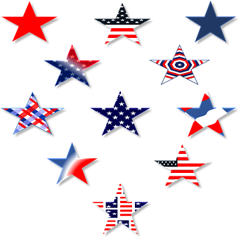 A Group Of Stars With Different Colors Of The Same Flag