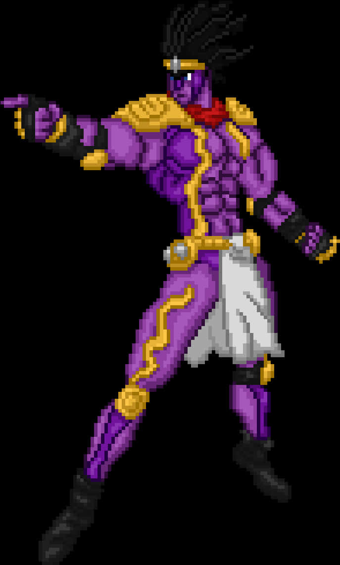 A Pixel Art Of A Purple Character