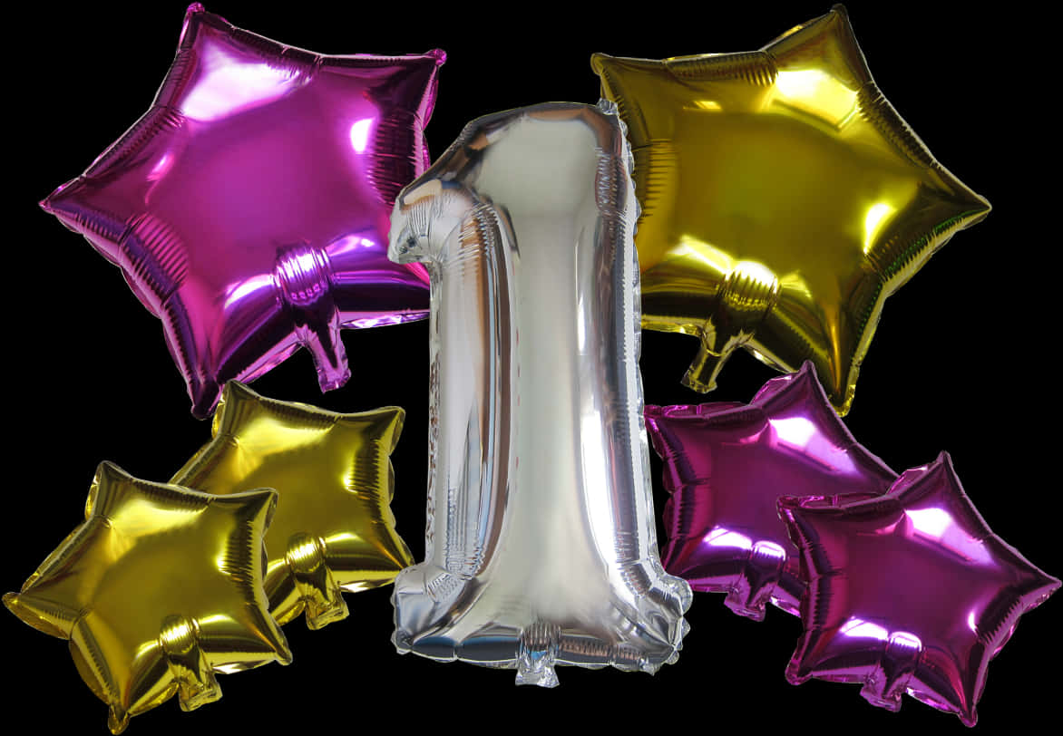 A Group Of Balloons In The Shape Of A Number One