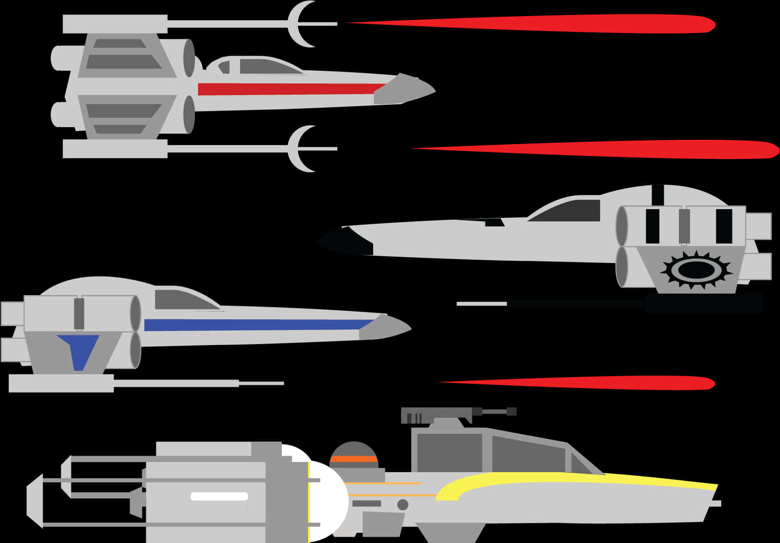 A Group Of Different Types Of Space Ships