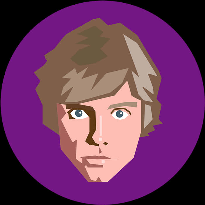 A Man's Face In A Purple Circle