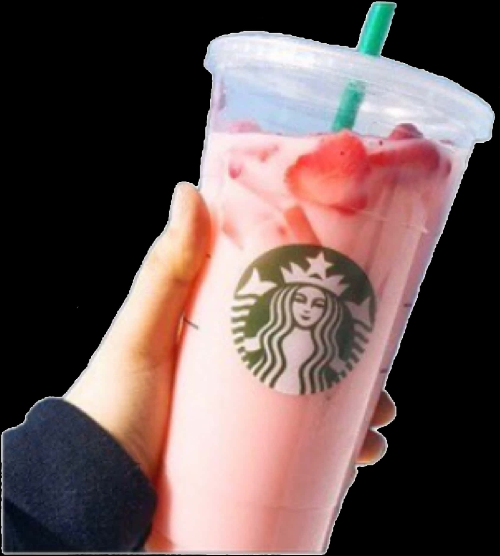 Hand Holding Starbucks Strawberry Drink