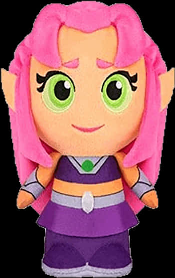 A Stuffed Toy With Pink Hair