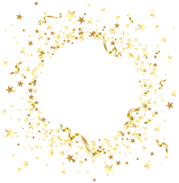 A Gold Stars And Ribbons On A Black Background