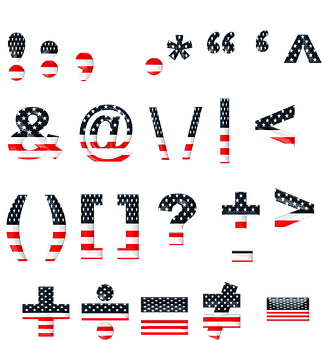 A Group Of Symbols With American Flag