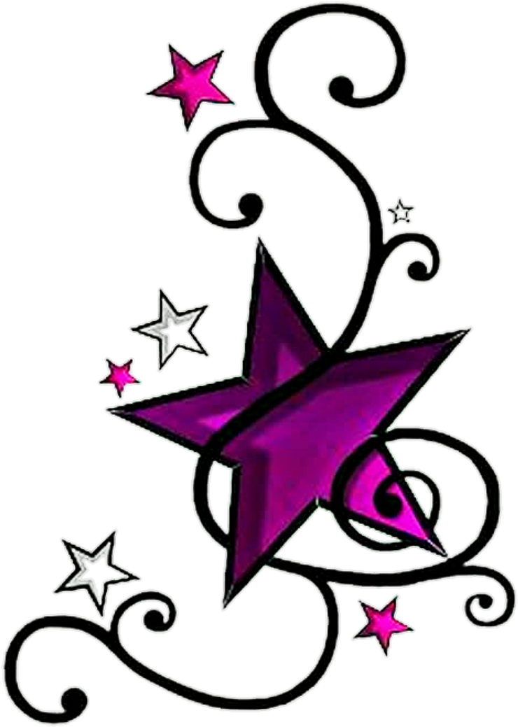 A Purple Star With White Stars And Black Swirls