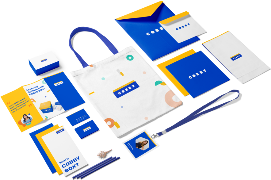 A Group Of Blue And Yellow Stationery