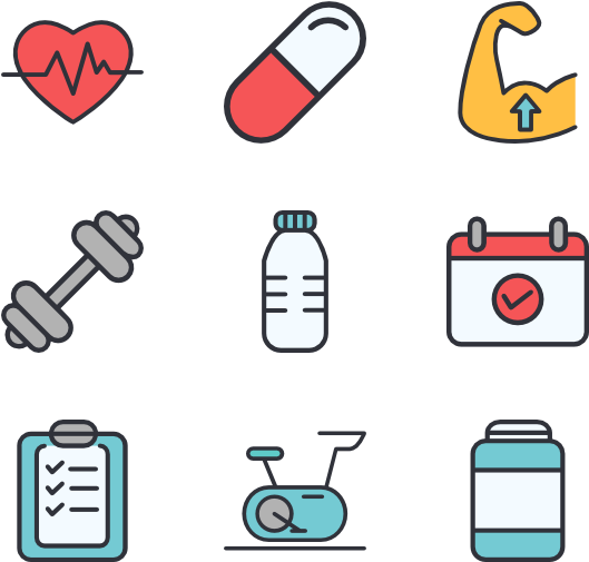 A Set Of Icons Of Different Health And Fitness