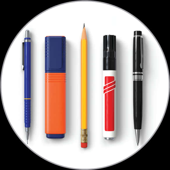 A Group Of Pens And Pencils