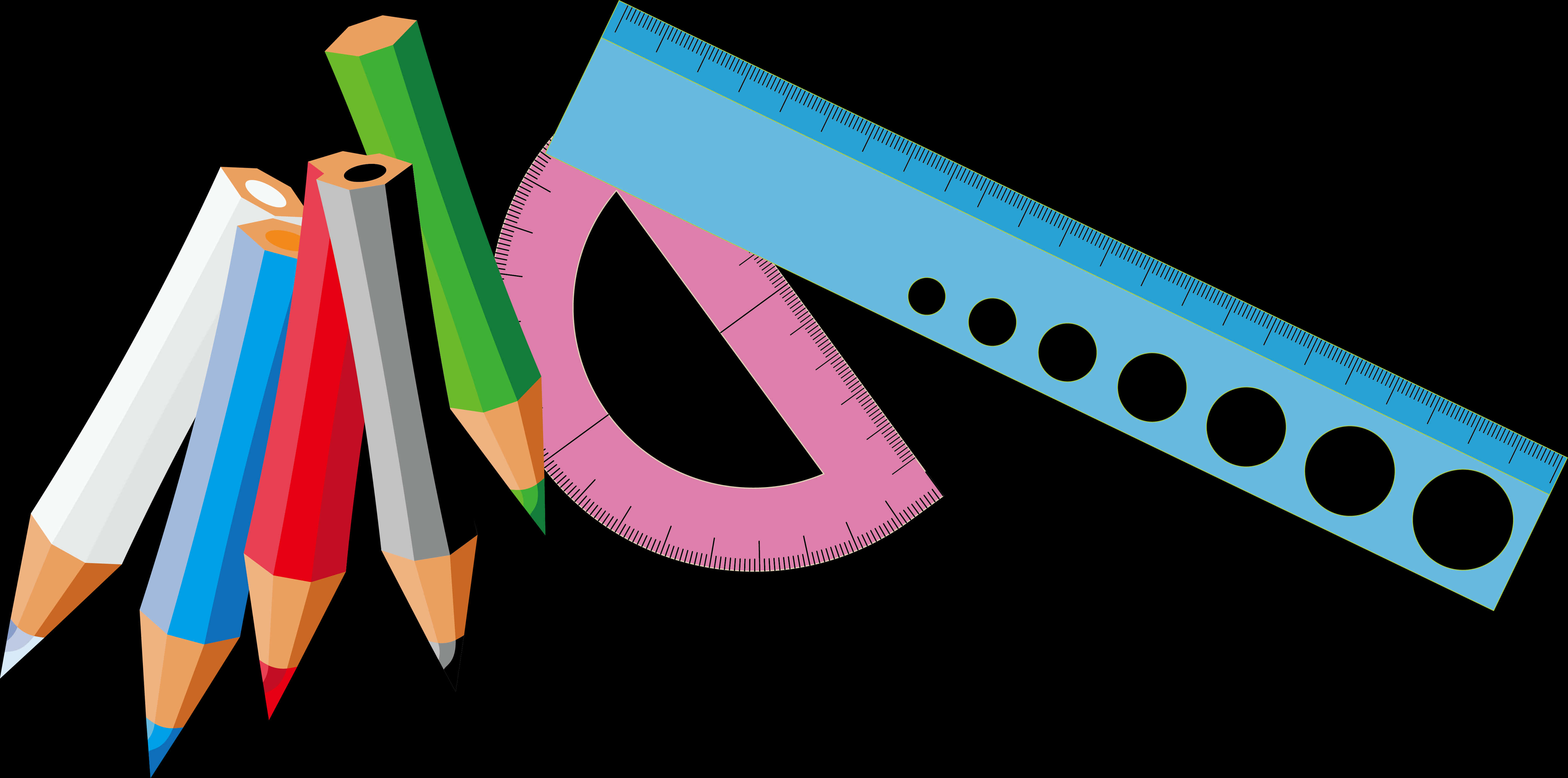 A Drawing Of Pencils And A Ruler