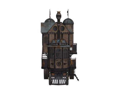 A Steam House On A Black Background