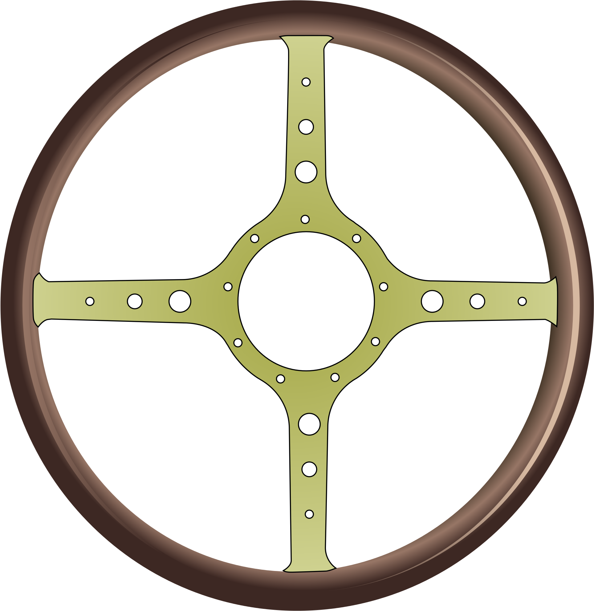 A Steering Wheel With A Circular Metal Frame