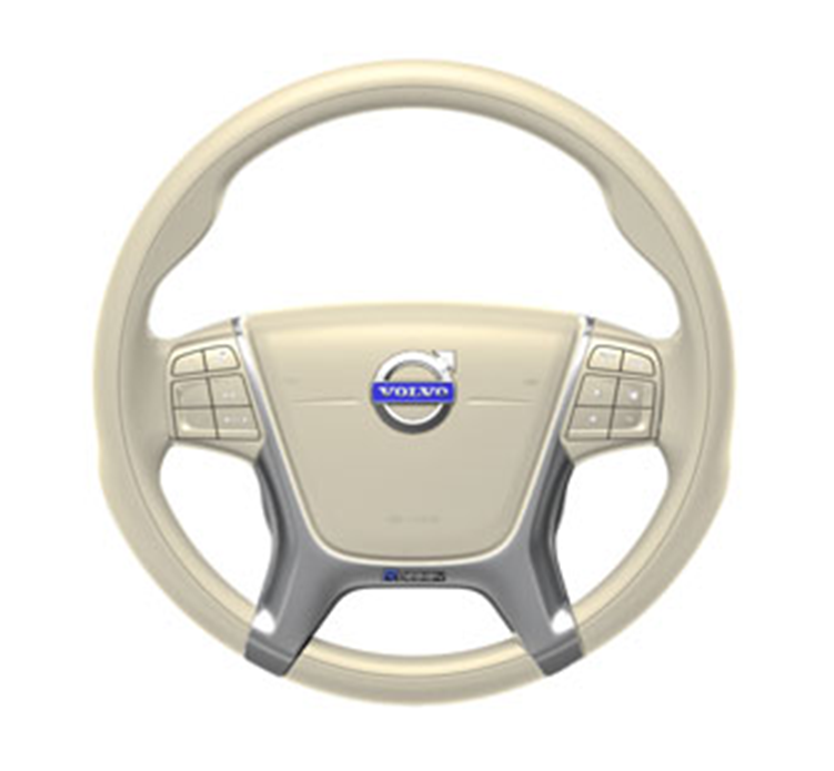 A Steering Wheel With A White Steering Wheel
