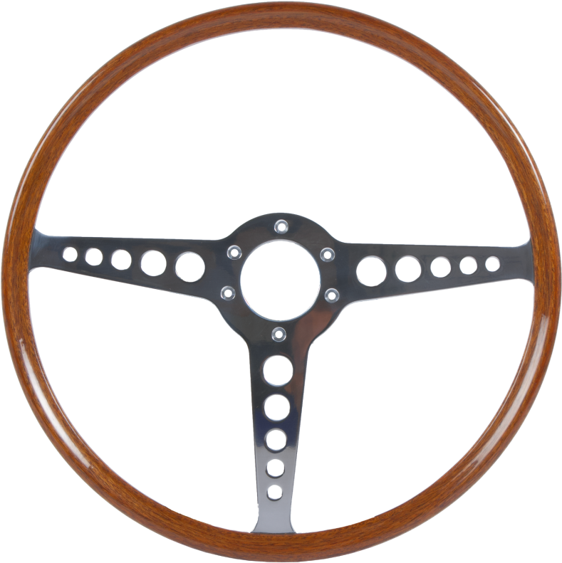 A Wooden Steering Wheel With A Black Background