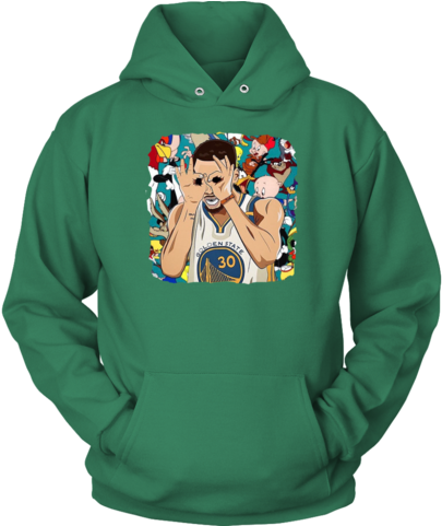 A Green Hoodie With A Cartoon Character On It