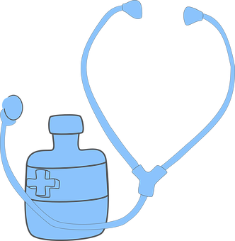 A Stethoscope And A Bottle