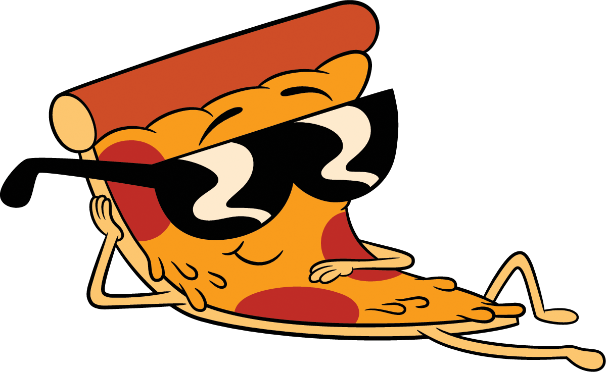 A Cartoon Pizza With Sunglasses