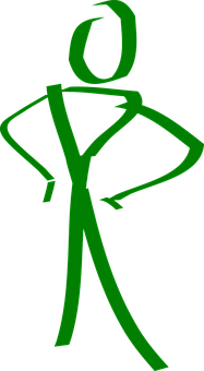 A Green Stick Figure With Hands On Hips