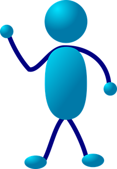 A Blue Stick Figure With Arms Up