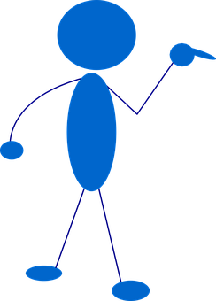 A Blue Stick Figure Pointing At Something