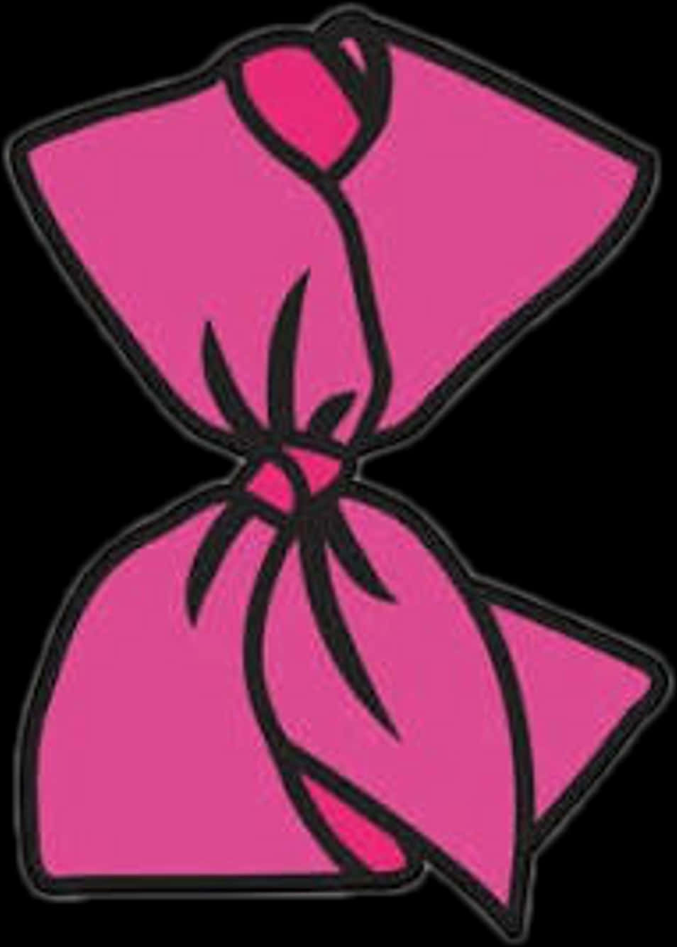 A Pink Bow With Black Outline