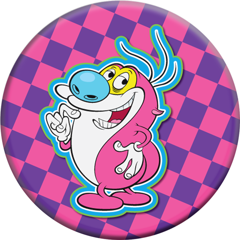 A Cartoon Character On A Button