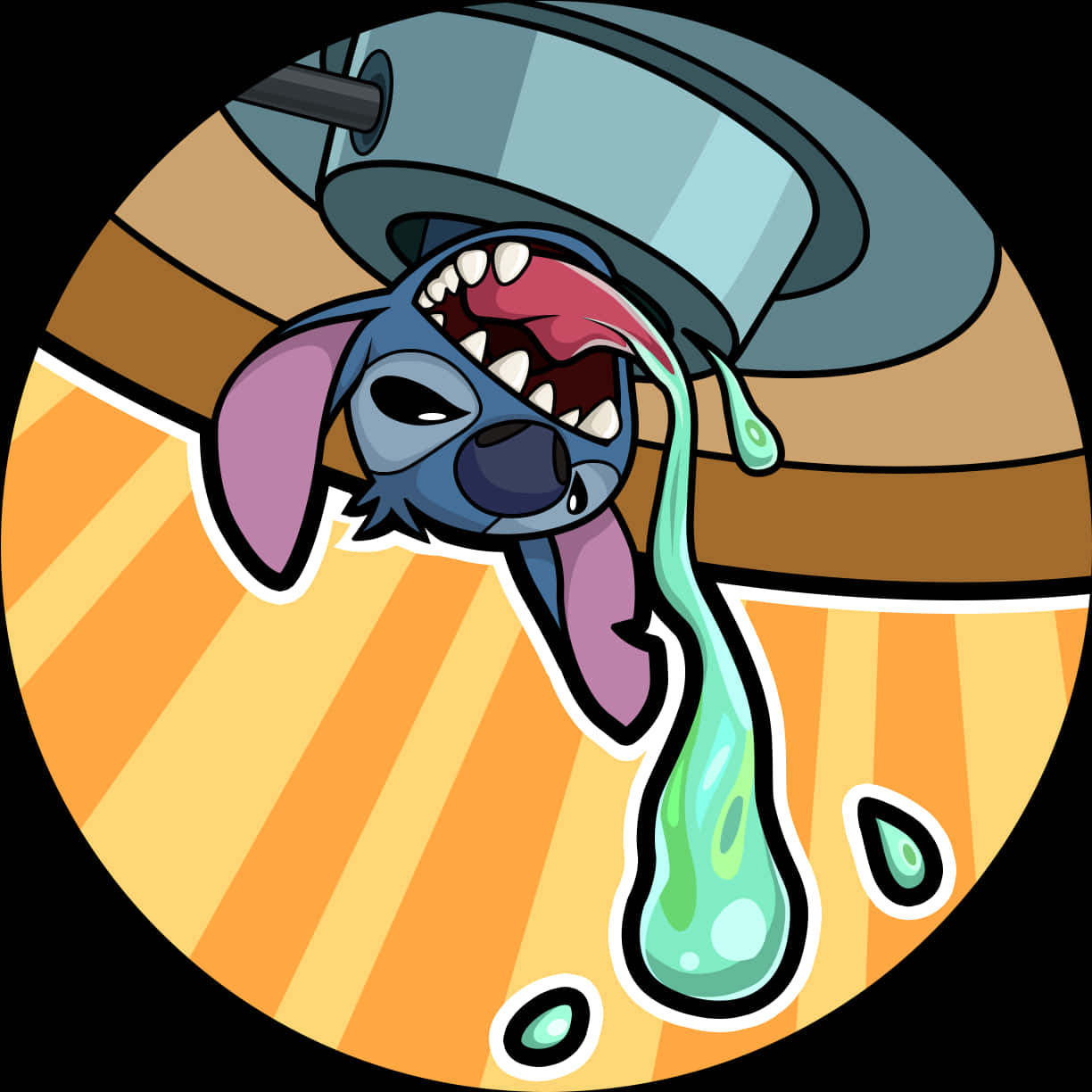 A Cartoon Of A Dog Drinking From A Faucet