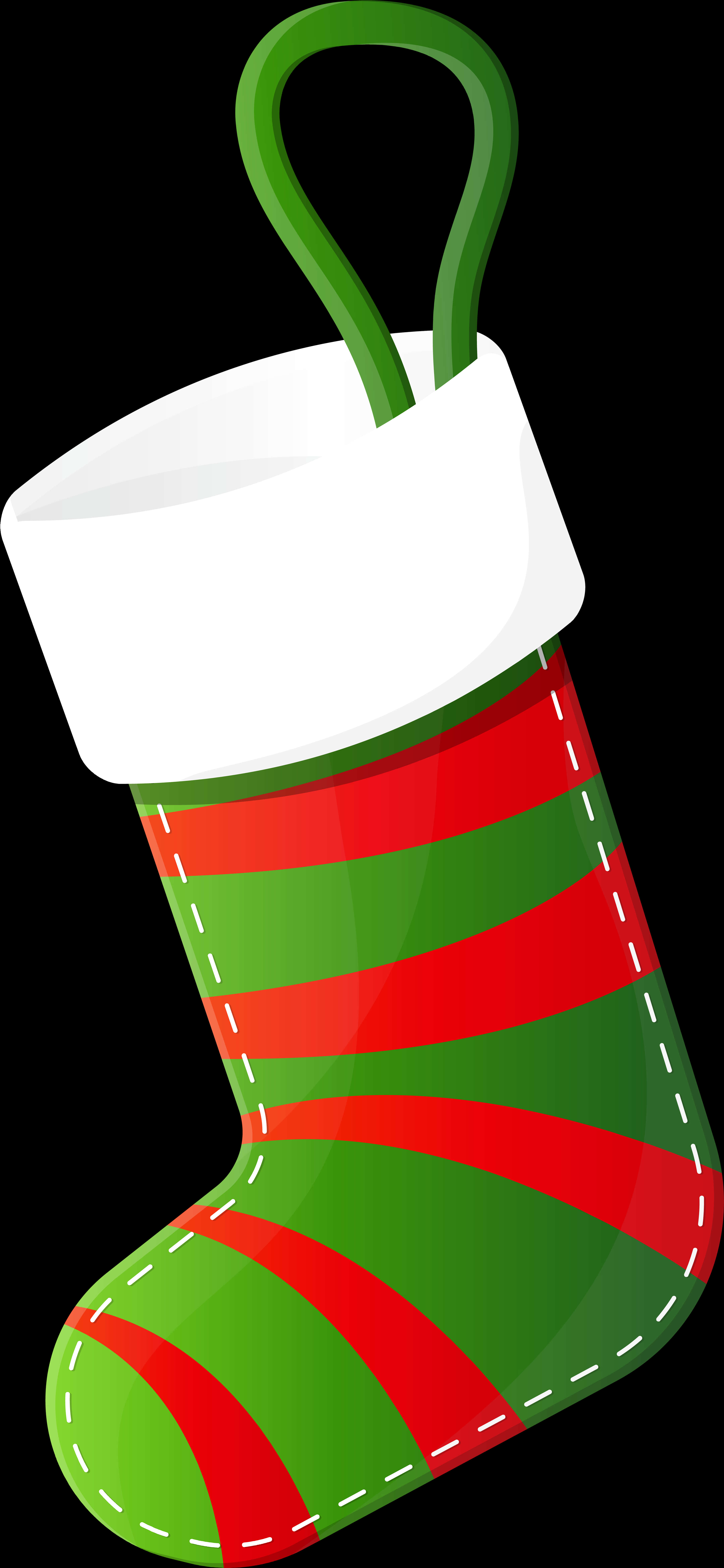 A Green And Red Striped Stocking