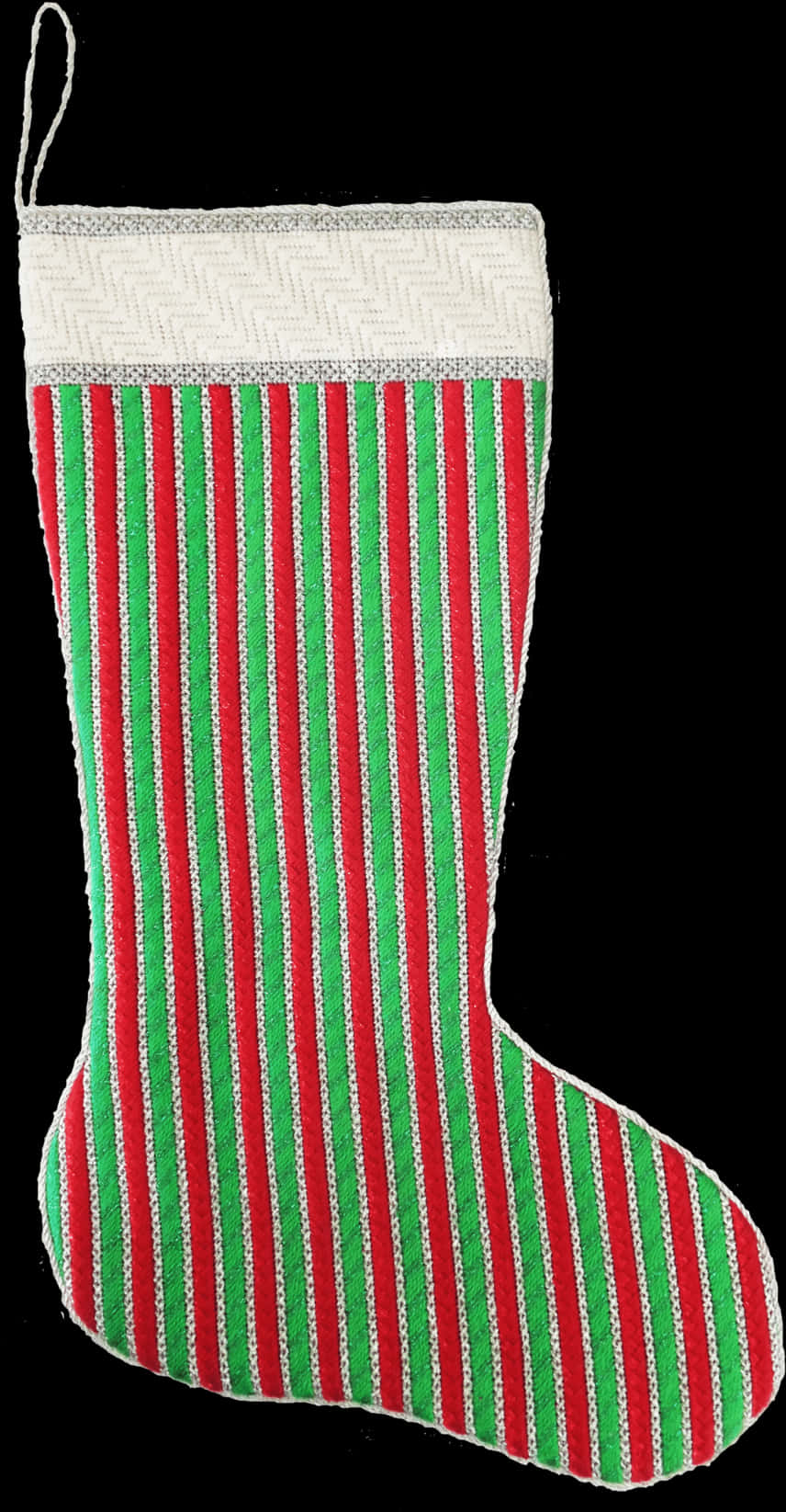 A Red And Green Striped Stocking