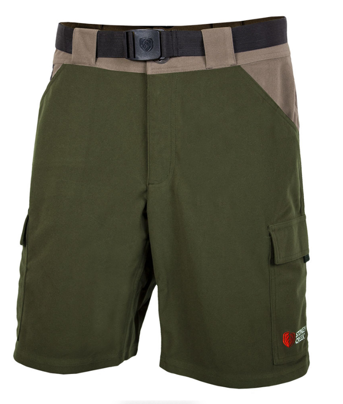 A Pair Of Green Shorts With A Belt