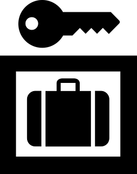 A Black And White Sign With A Suitcase