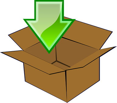 A Green Arrow Pointing Out Of A Box