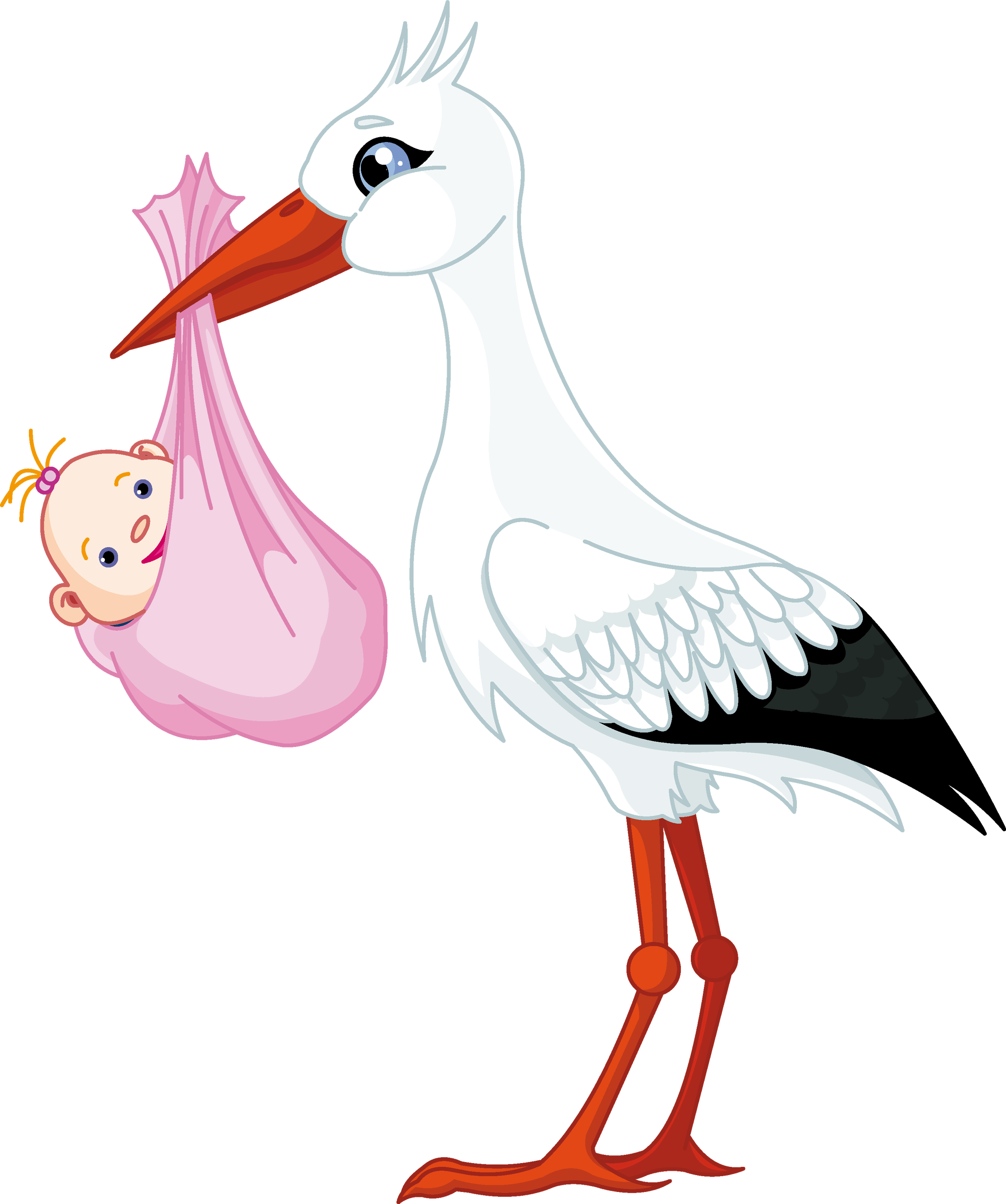 A Cartoon Of A White Bird Holding A Baby
