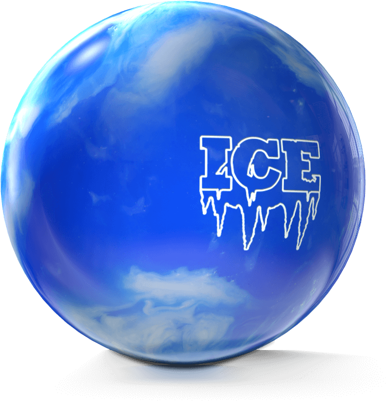 A Blue Ball With White Text And Icicles On It