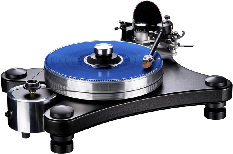 A Record Player With A Blue Record