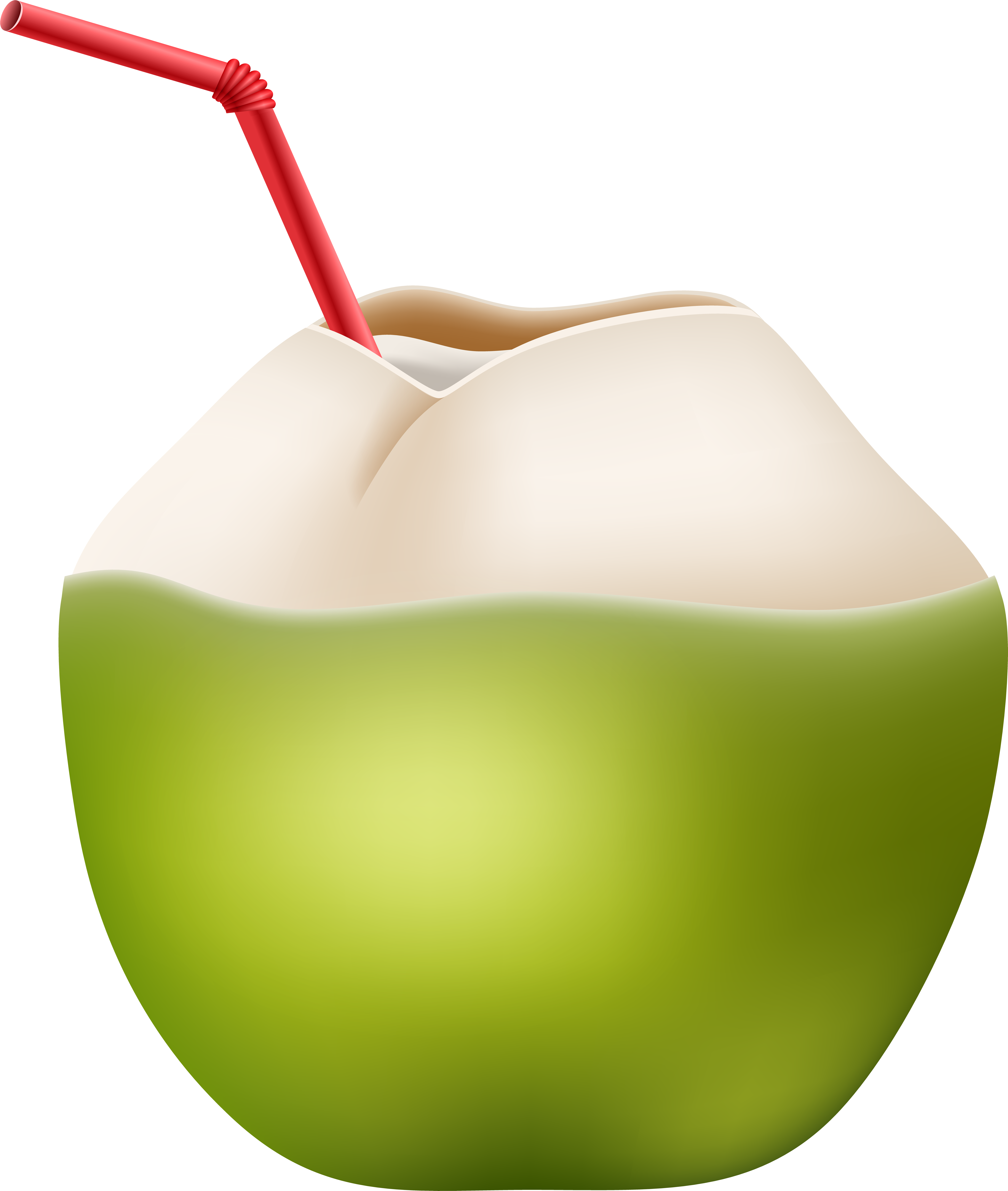 A Green Coconut With A Straw Inside